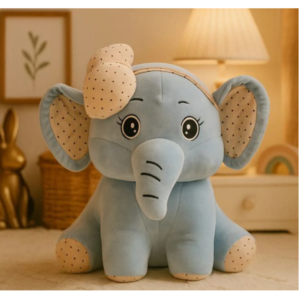 Dunky Soft Toys Pretty Elephant With Bow & Innocent Face  - 25CM  [Blue]]