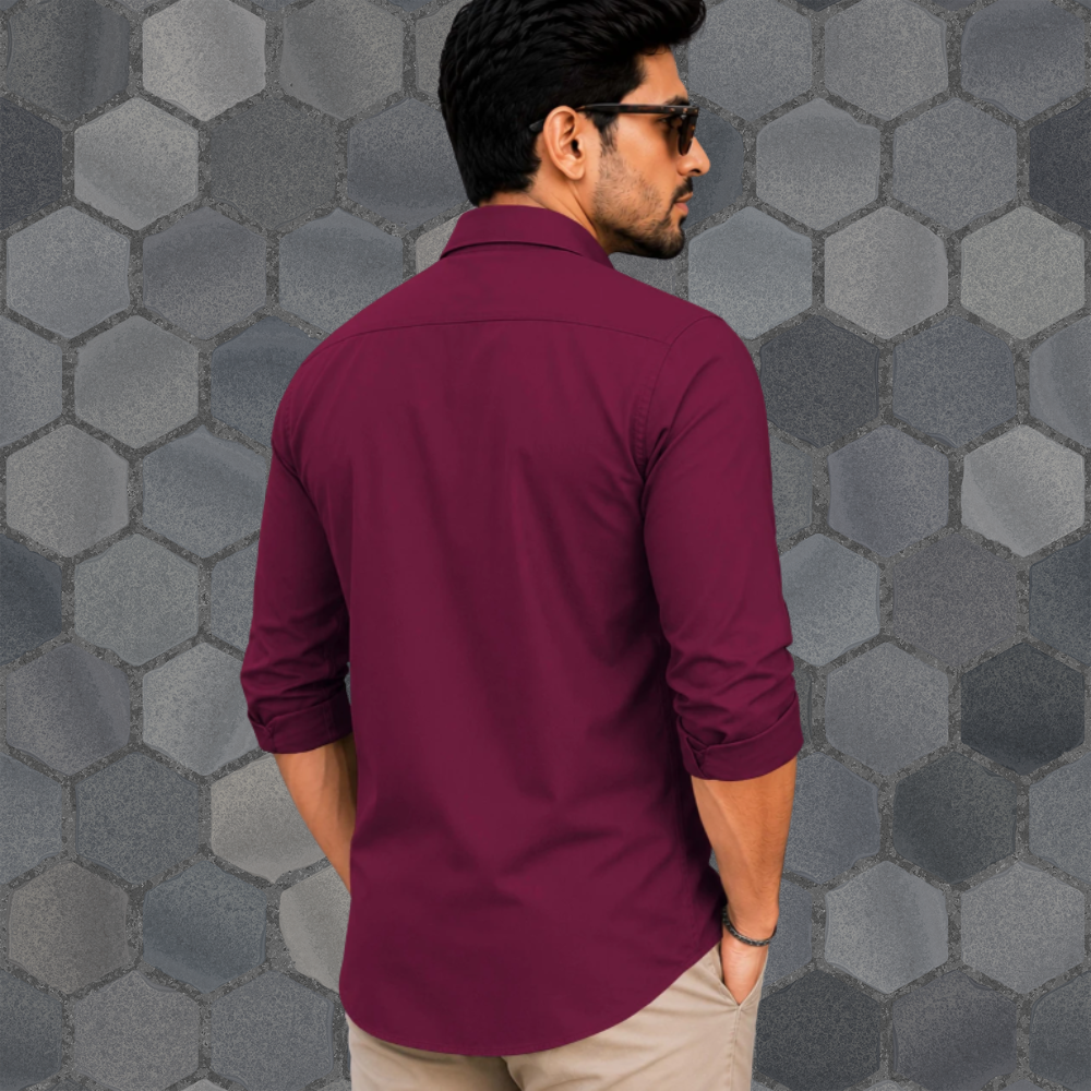 VeBNoR Men Regular Fit Solid Spread Collar Casual Shirt