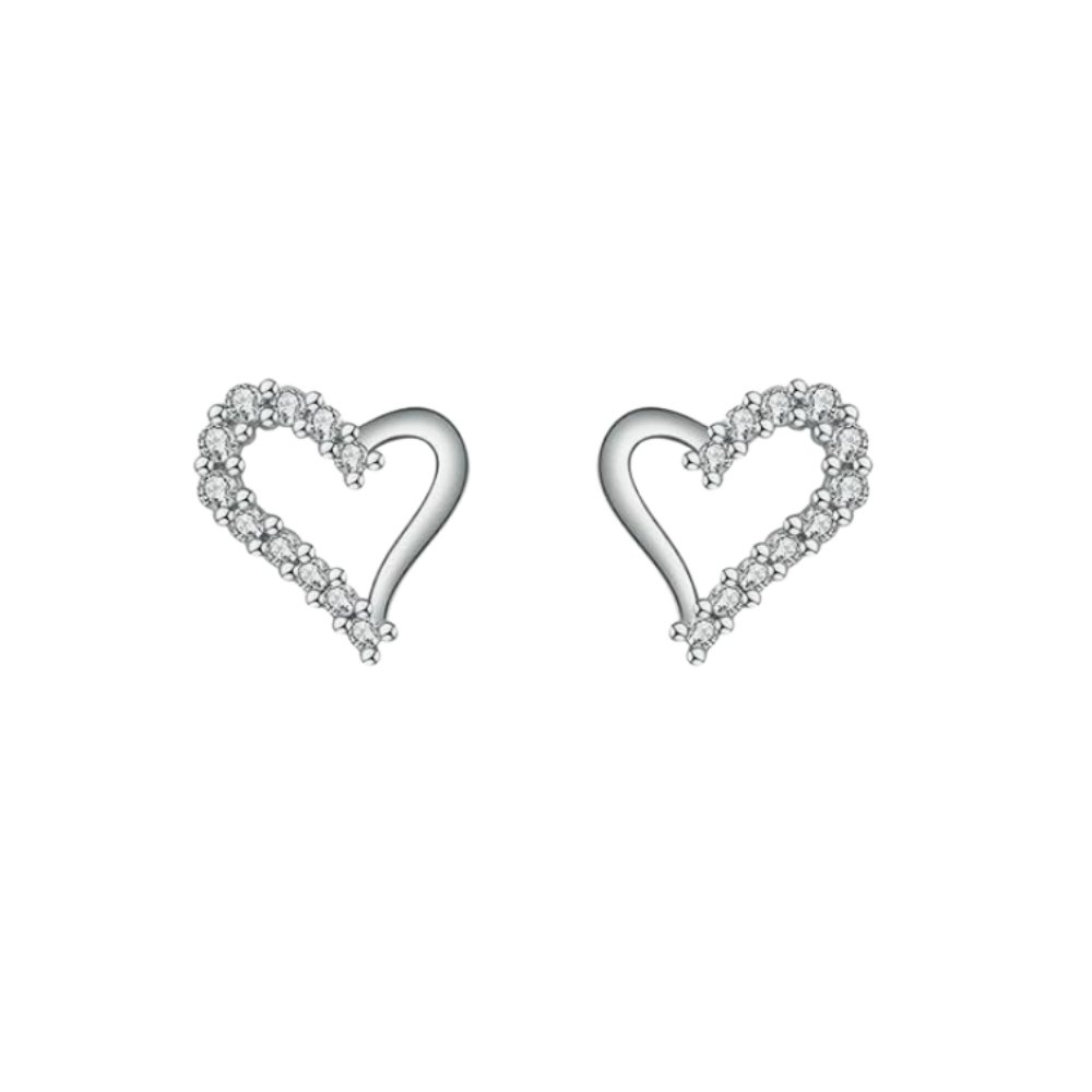 Jewels Galaxy Rose Gold Plated American Diamond Studded Heart Shape Korean Stud Earrings