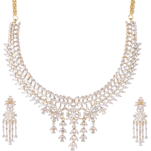 American Diamond Spark Veil Necklace Set
