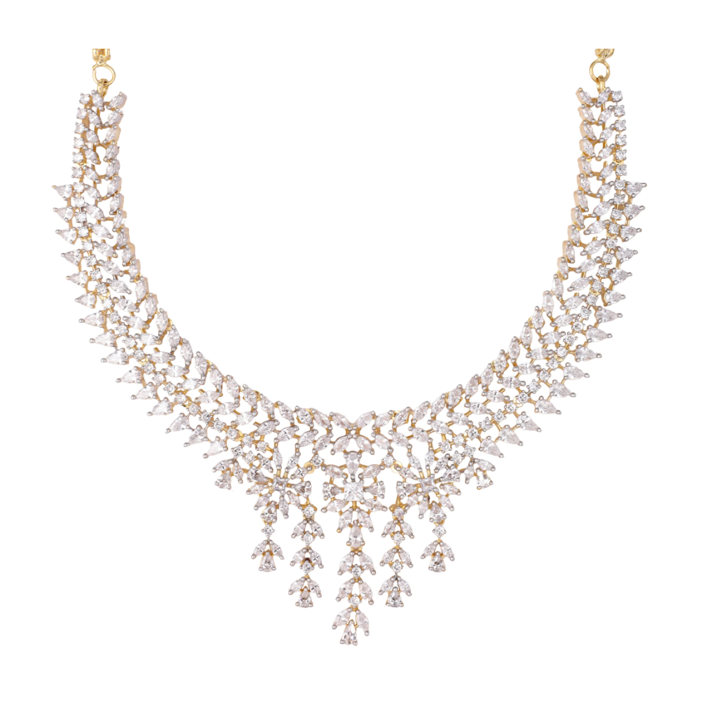 American Diamond Spark Veil Necklace Set