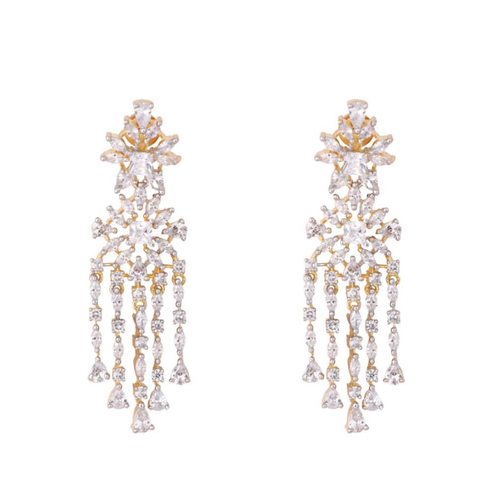 American Diamond Spark Veil Necklace Set