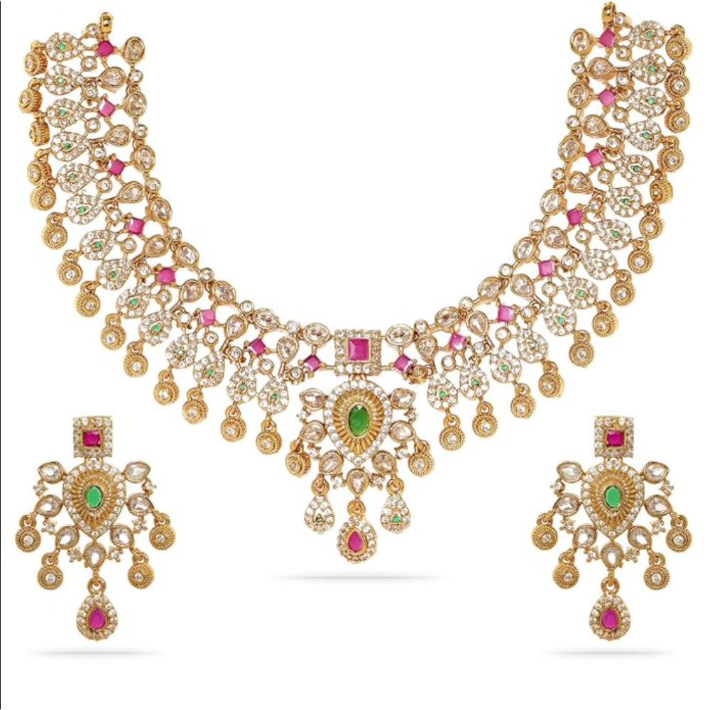 Rubans Zirconia Choker Necklace Set Stylish Jewellery Gift for Women & Girls