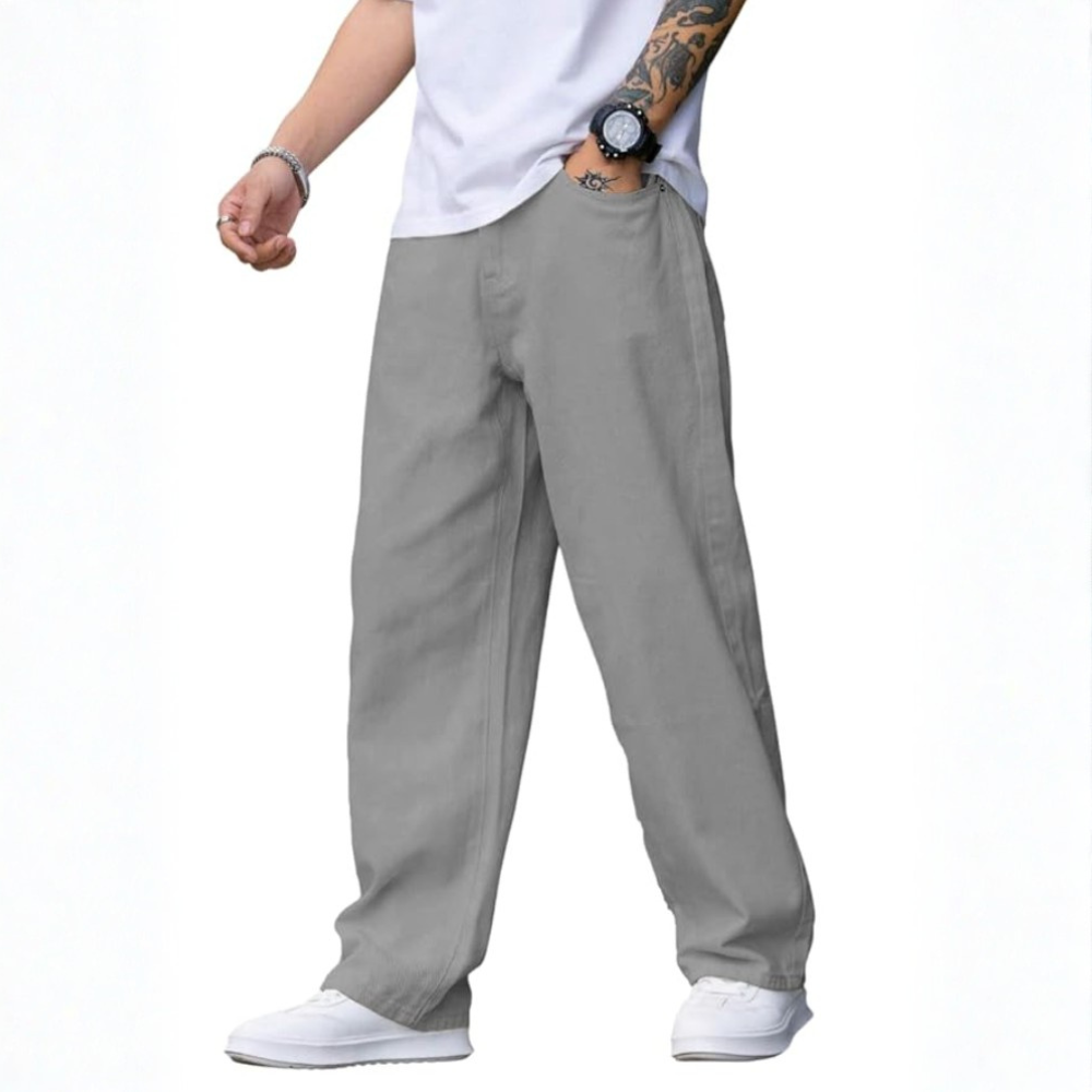 Men Baggy Loose Fit Mid-Rise Cotton Relaxed Jeans