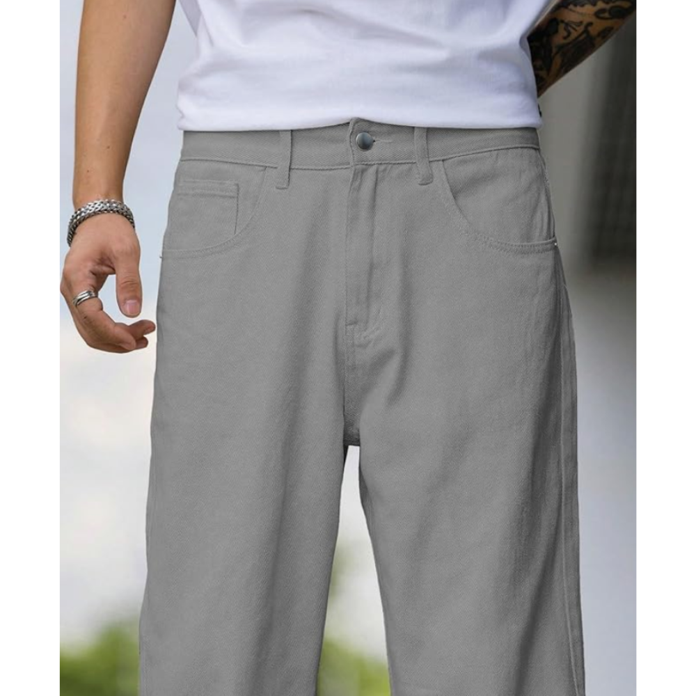 Men Baggy Loose Fit Mid-Rise Cotton Relaxed Jeans