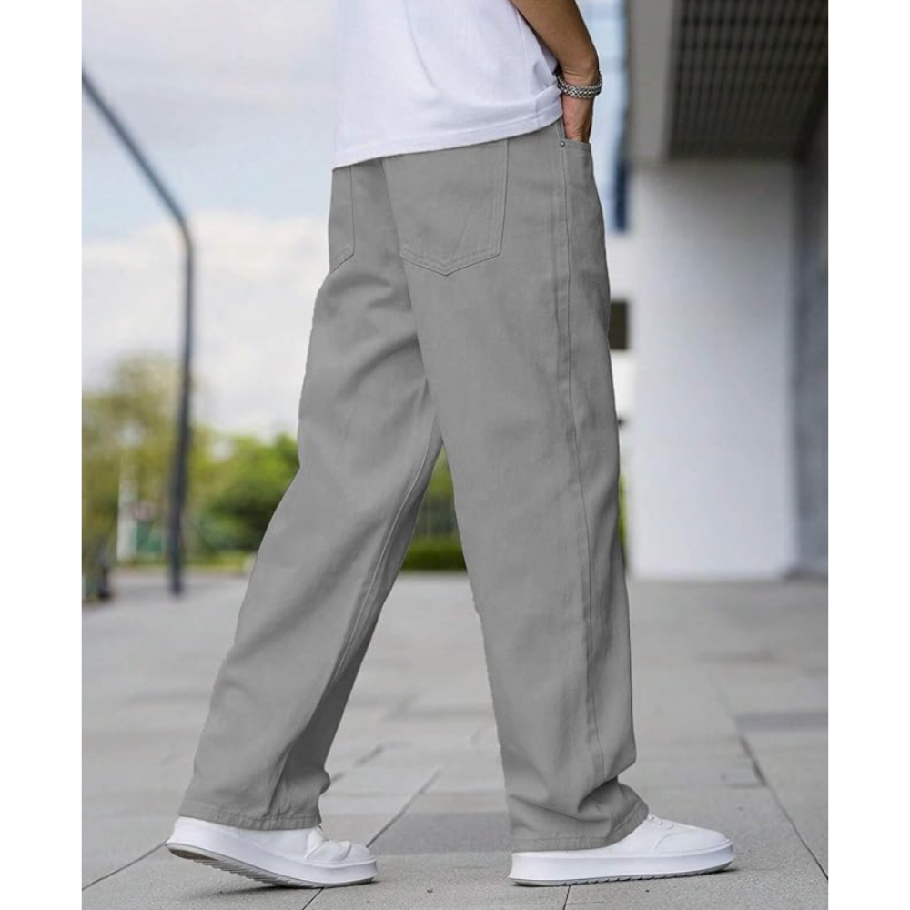 Men Baggy Loose Fit Mid-Rise Cotton Relaxed Jeans